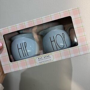 Rae Dunn Hip & Hop Sugar and Creamer Set - Light Blue Ceramic